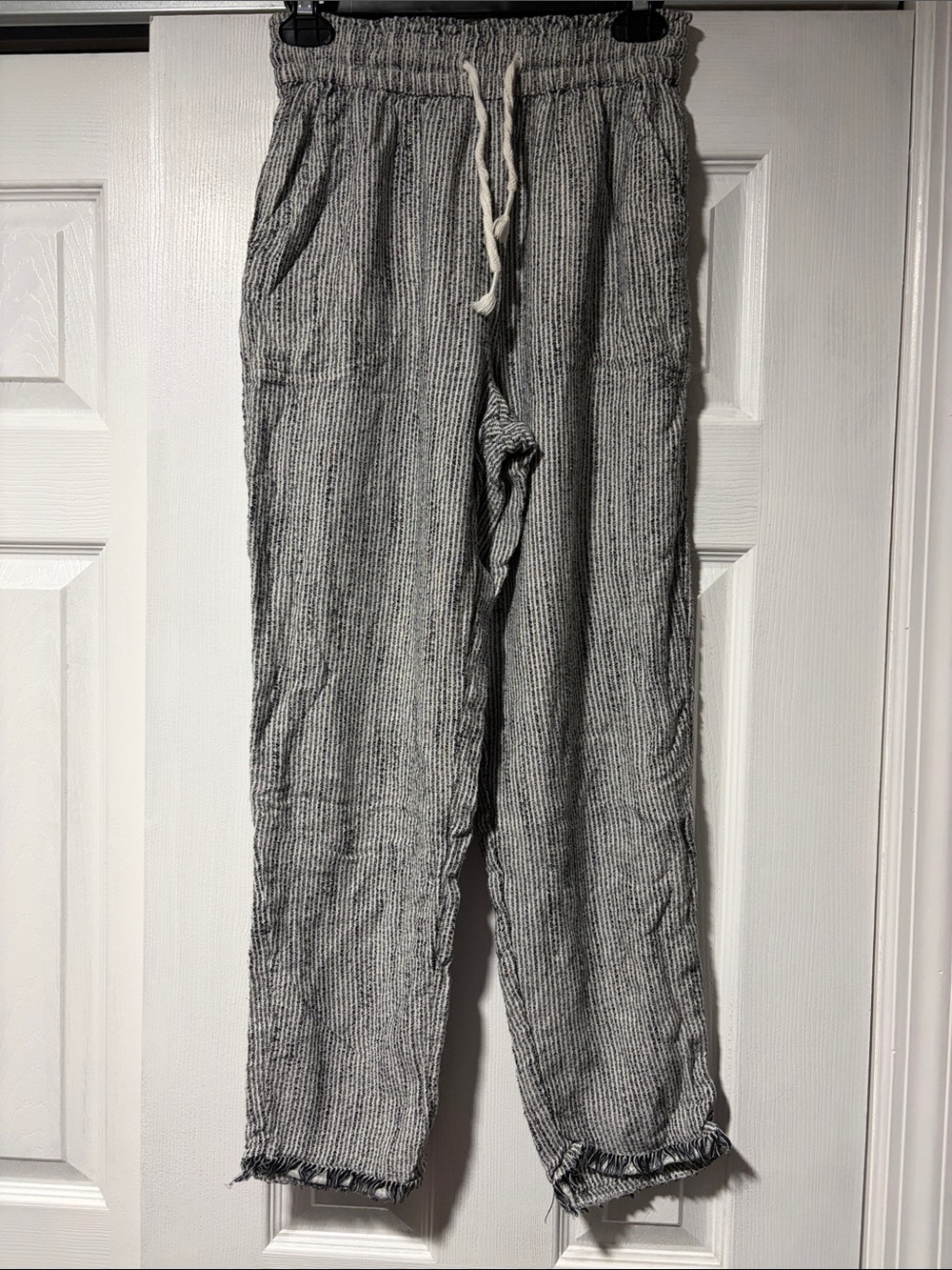 aerie black and white  Striped Drawstring Pants